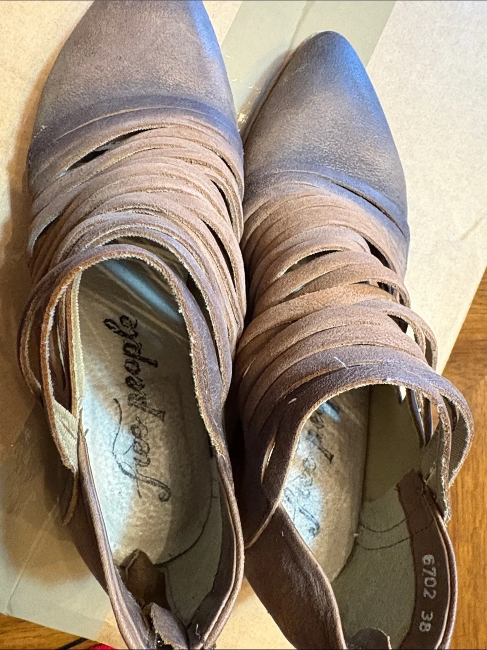 Free People Brown Suede Pointed Toe Wrap Booties